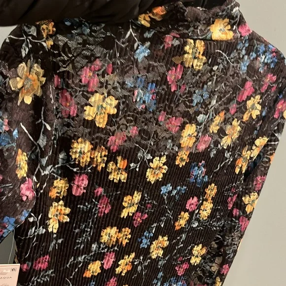 AQUA Puckered Lace Dress Floral/Mulit - Picture 11 of 14